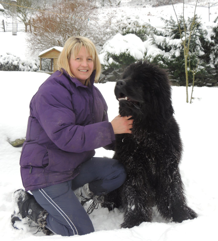 Suzanne with Pierce in the snow