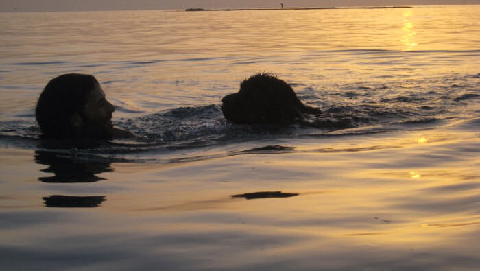 Lucas having a swim